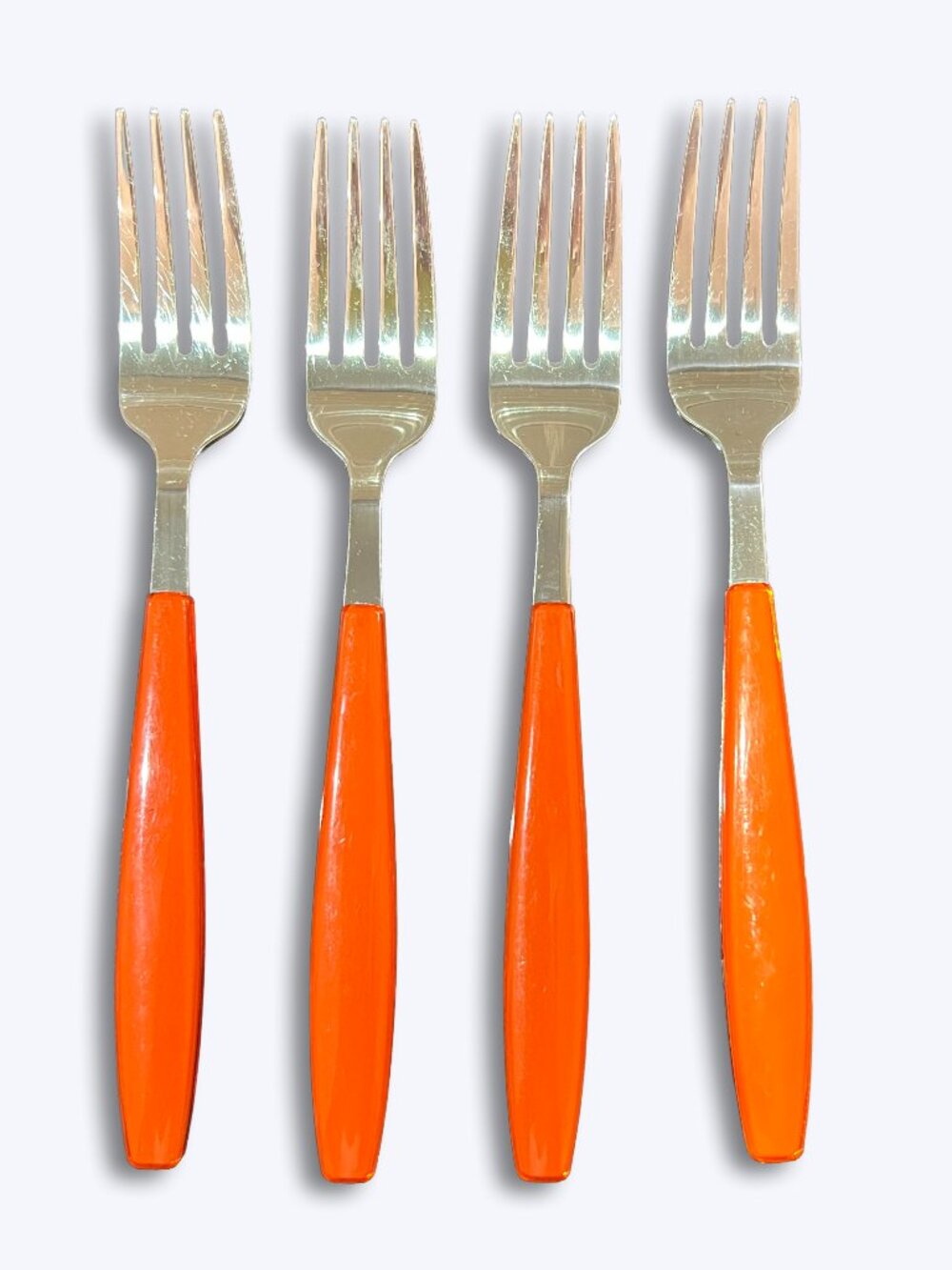 Fiesta Jamboree Poppy Orange Salad Forks Set 4 Cambridge Stainless 7" Flatware
